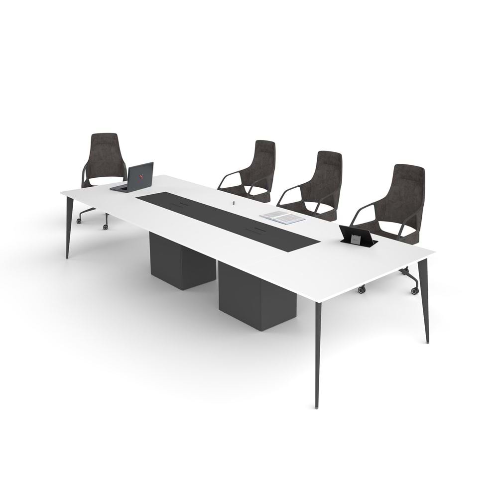 Uzay Ofis Elit Toplantı Masası - BEYAZ - ANTRASİT - 520 CM