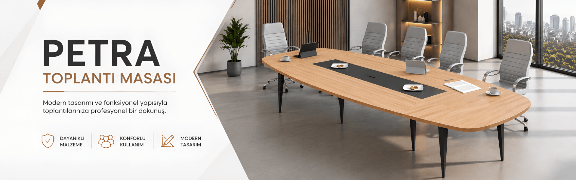 Uzay Ofis Petra Toplantı Masası - Modern Ofis Toplantı Masası
